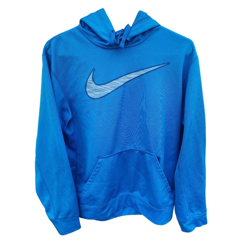 Nike Therma-FIT Mens Blue Graphic Swoosh Pullover Hoodie Sweatshirt Small S